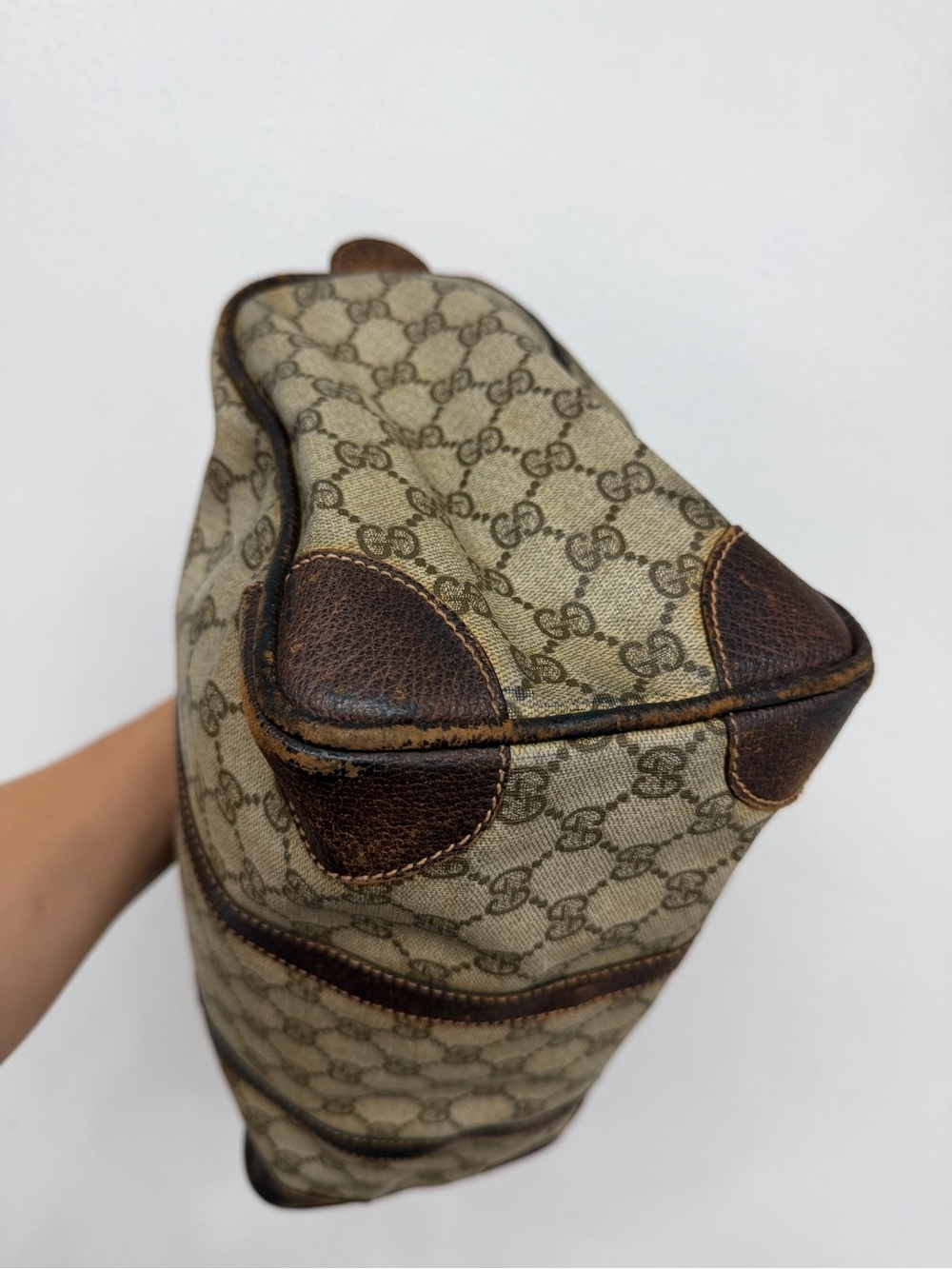 Vintage Gucci GG Monogram Boston Bag Brown Canvas & Leather - Picture 8 of 13